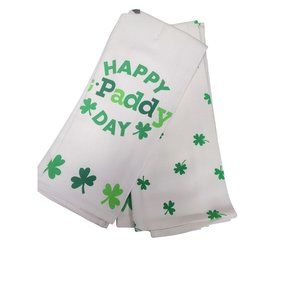 St. Paddys Day Shamrock Cotton Dish Towels Set Of 2 White & Green